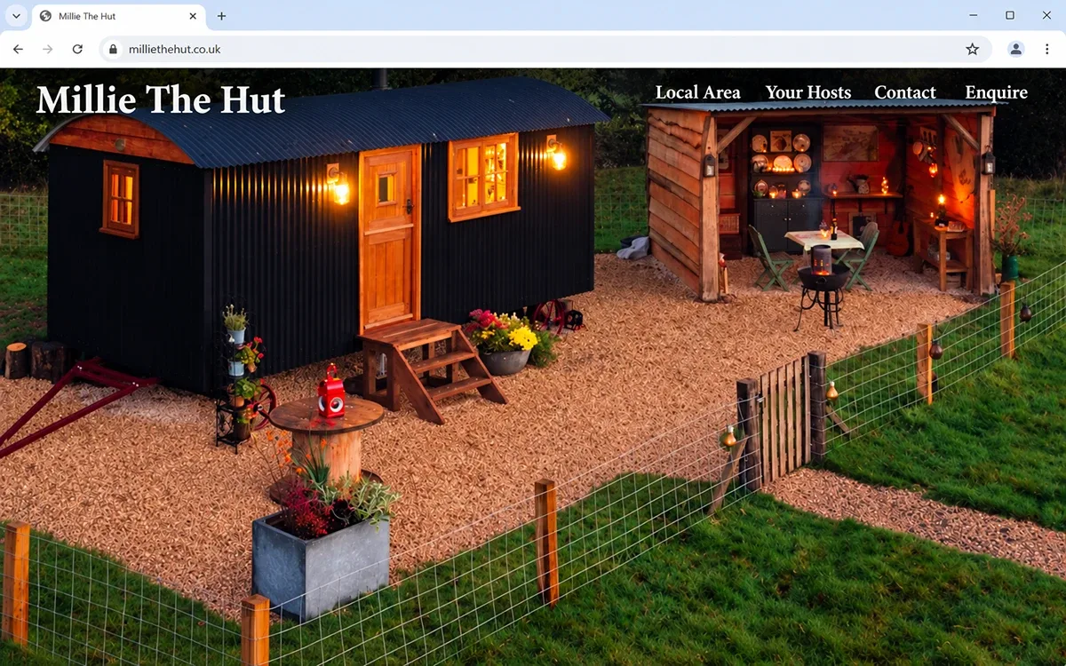 Millie The Hut website before the switch