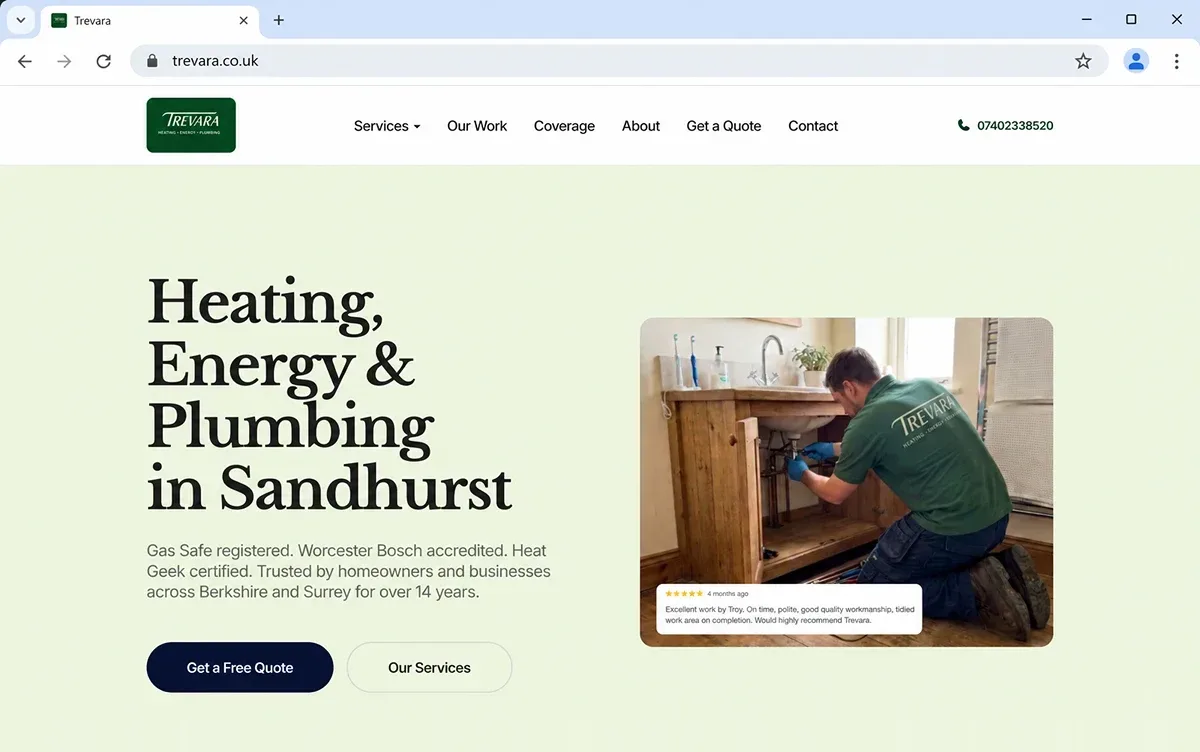 Trevara website after the switch