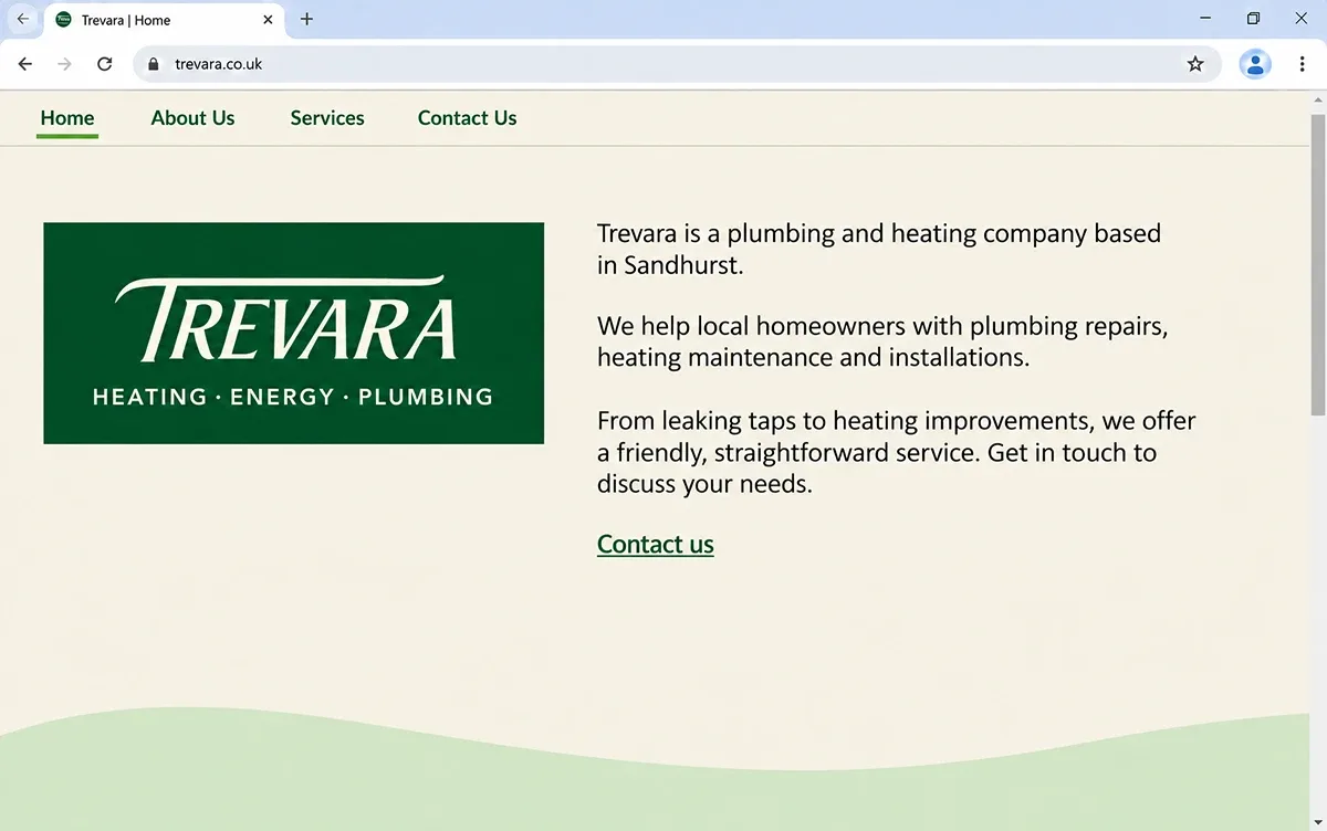 Trevara website before the switch